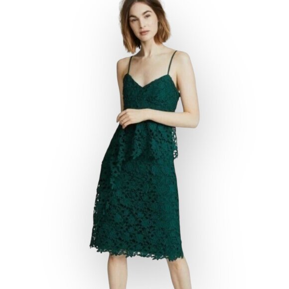 Club Monaco Green Lace Midi Dress Size 4 - Picture 1 of 12